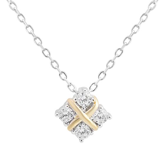 Silver necklace with cubic zirconia