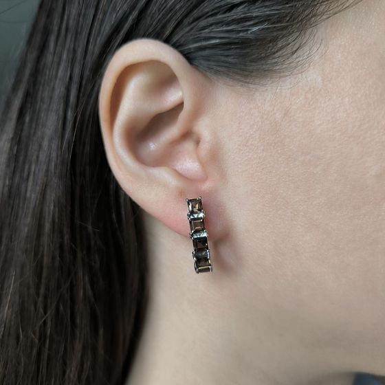 Серебряные серьги с раухтопазом (дымчатым кварцем) 4.258ct