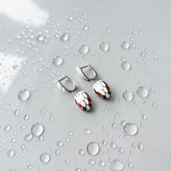 Срібні сережки з емаллю