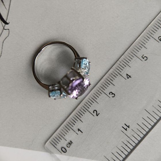 Серебряное кольцо с аметистом, топазом
