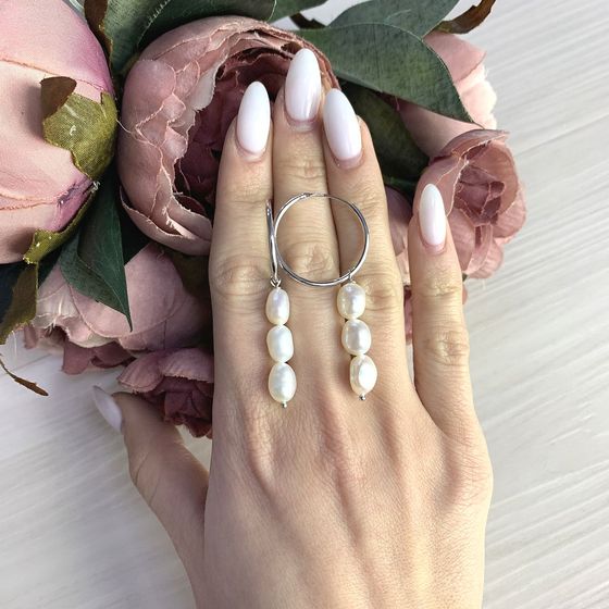 Срібні сережки з перлами бароковими 31.6ct