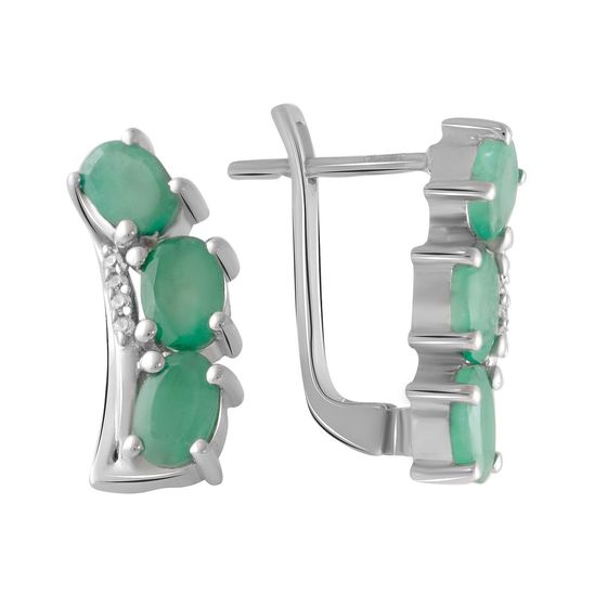 Sterling silver earrings with emerald 2.504ct