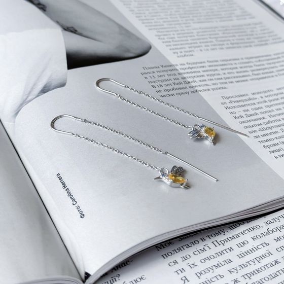 Срібні сережки з фіанітами