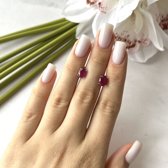 Silver Earrings with a Ruby