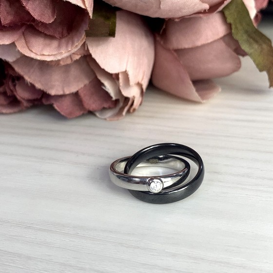 Silver ring with ceramics
