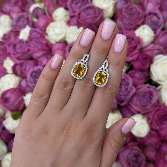 Срібні сережки з цитрином nano 6.362ct