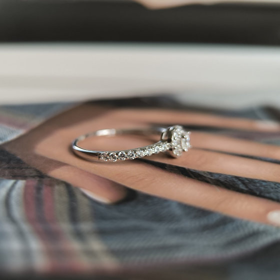 Silver ring with cubic zirconia