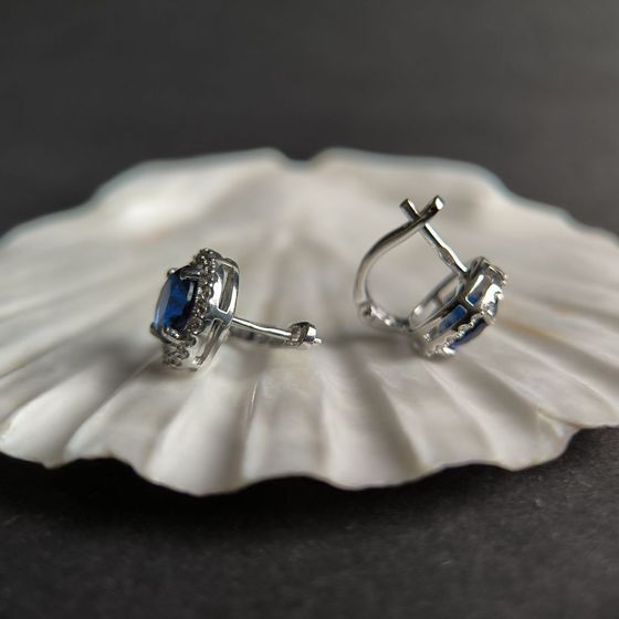 Срібні сережки з сапфіром nano 3,769 карата