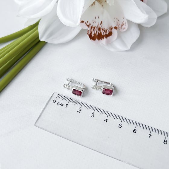 Серебряные серьги с рубином 2.891ct