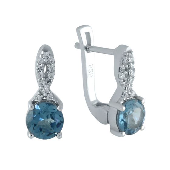 Silver Earrings with London Blue Topaz