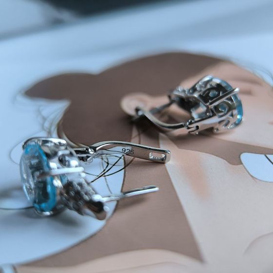 Серебряные серьги с топазом 11.672ct