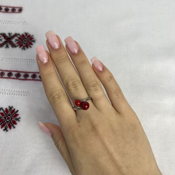 Silver ring with coral