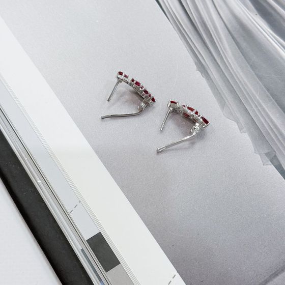 Sterling silver earrings with ruby 4.384ct