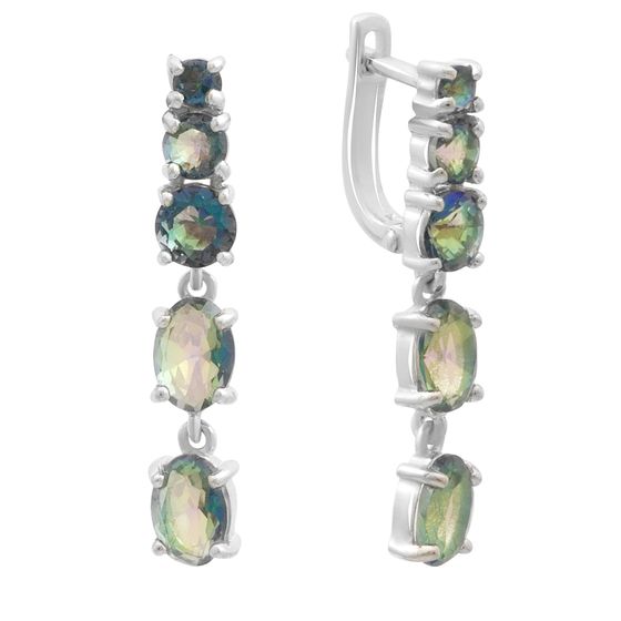 Серебряные серьги с мистик топазом 3.723ct