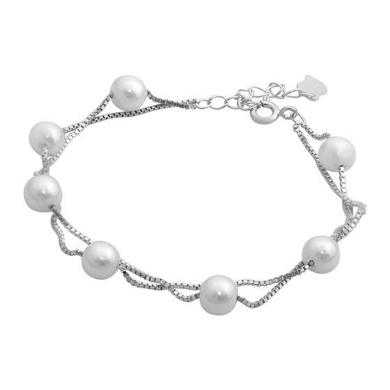 Silver bracelet with pearls