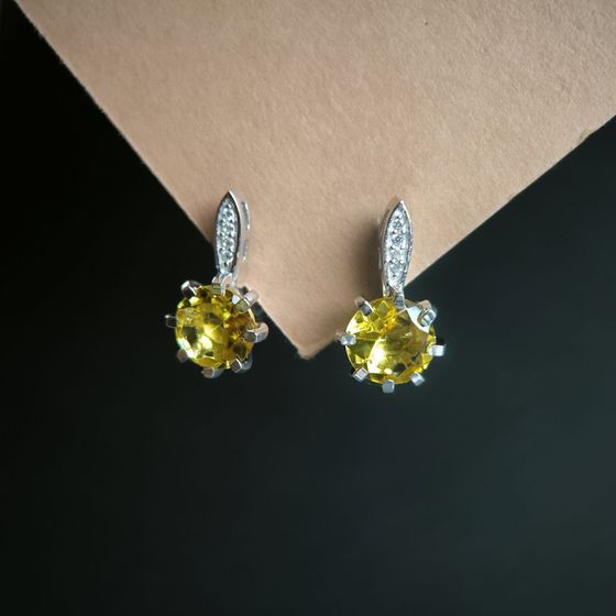 Срібні сережки з цитрином nano 3.142ct