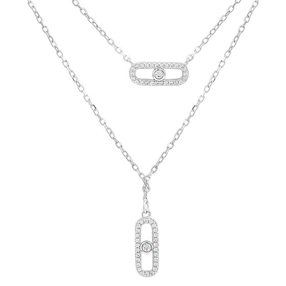 Silver necklace with cubic zirconia