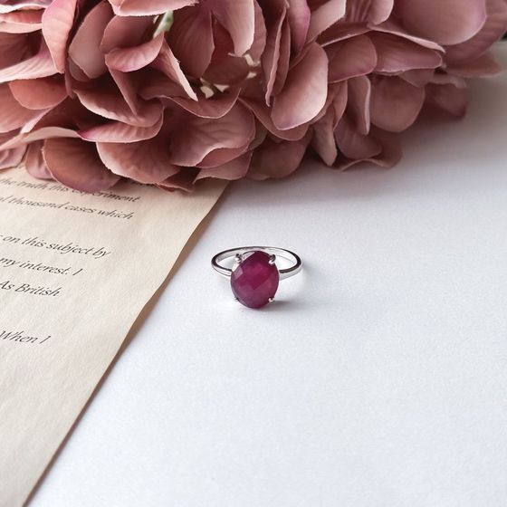 Silver ring with ruby