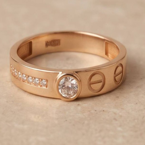 Золотое кольцо с фианитами 0.08ct