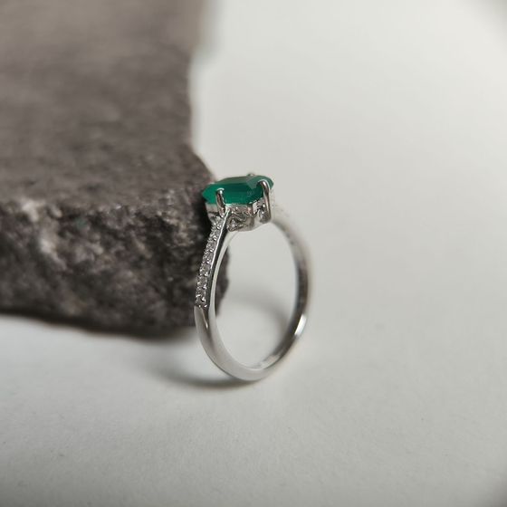 Срібна каблучка з агатом 1.148ct, фіанітами