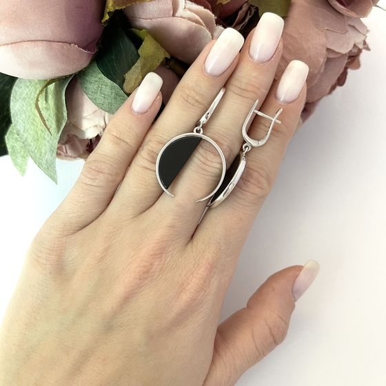 Срібні сережки з оніксом