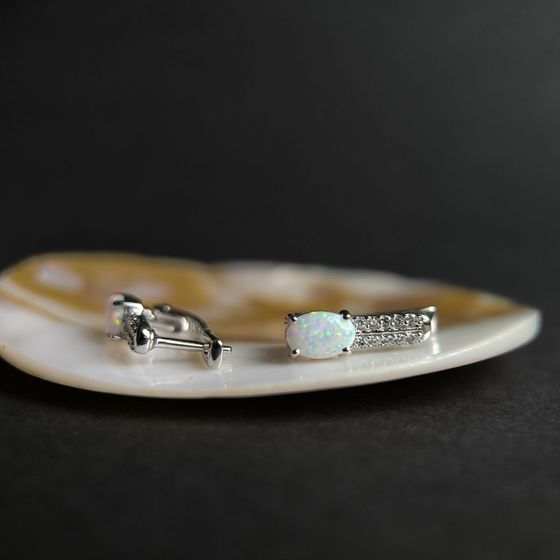 Серебряные серьги с опалом 0.875ct