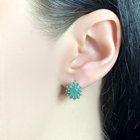 Серебряные серьги с изумрудом 2.608ct