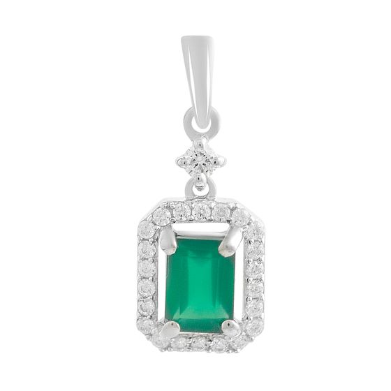 Срібна підвіска з агатом 1.543ct, фіанітами