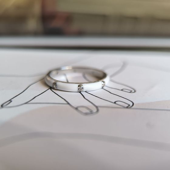 Silver ring with yemallu, fianites