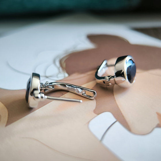 Срібні сережки з сапфіром 6.438ct