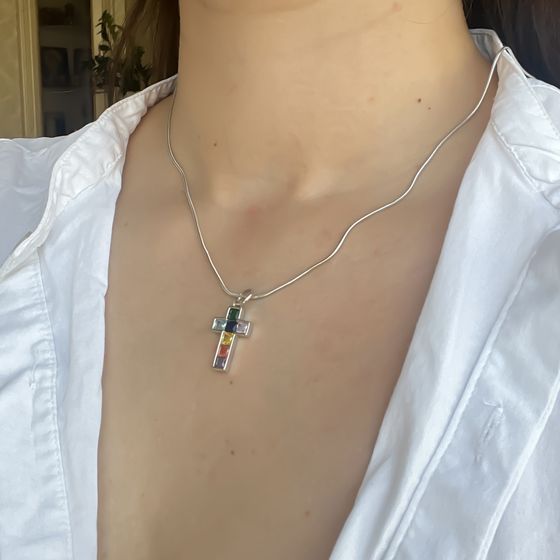 Silver cross with phianites