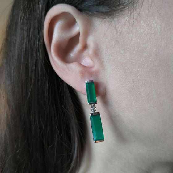 Silver earrings with agate 10.042ct