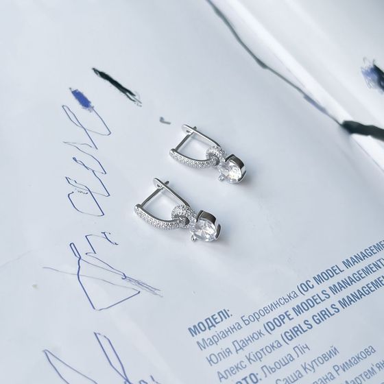 Silver Earrings with Fianites