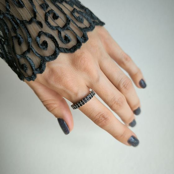 Silver ring with a sapphire