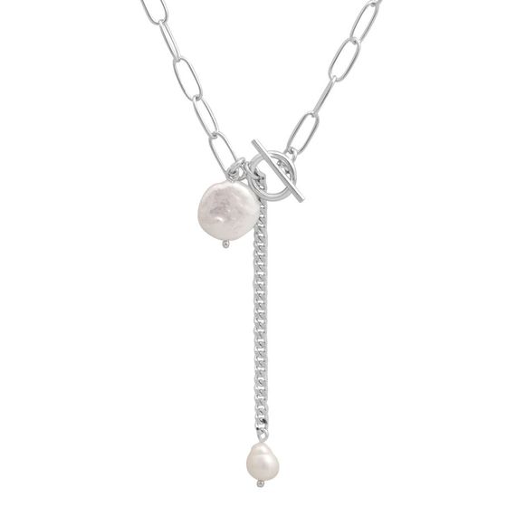 Silver necklace with baroque pearls