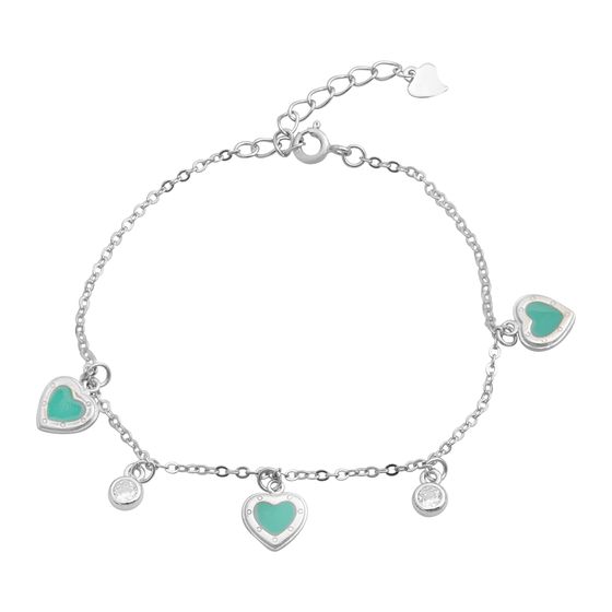 Срібний браслет з фіанітами, емаллю