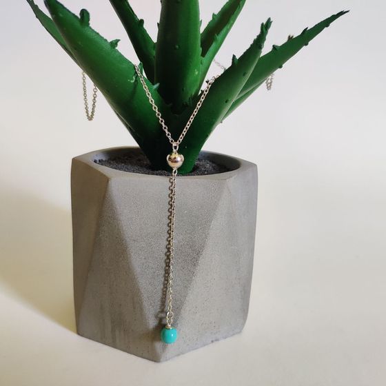 Silver necklace with turquoise