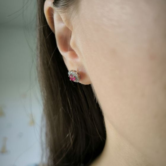 Срібні сережки з рубіном 1.045ct