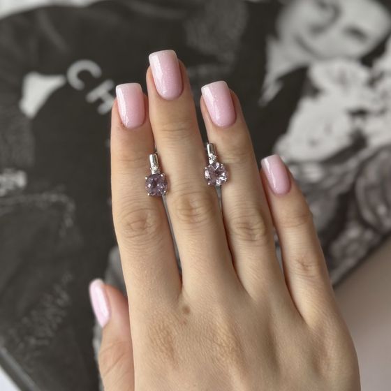 Срібні сережки з аметистом 3.307ct