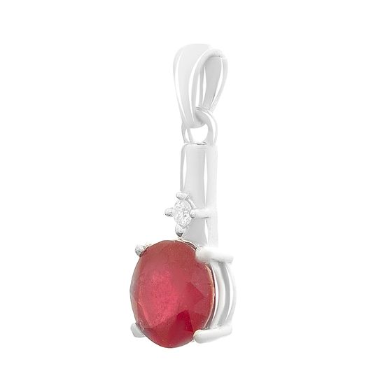 Серебряная подвеска с рубином 2.783ct, фианитами