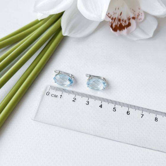Серебряные серьги с топазом 12.742ct