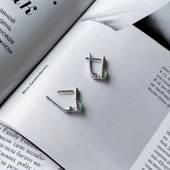 Срібні сережки зі смарагдом 0.538ct