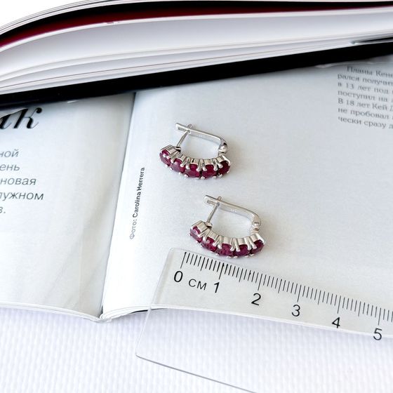 Серебряные серьги с рубином 4.083ct