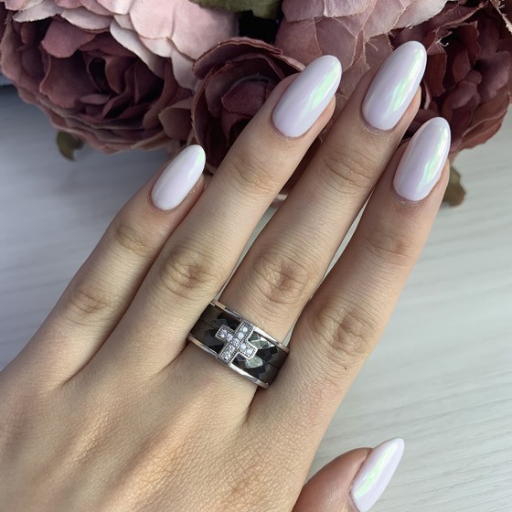 Silver ring with ceramics