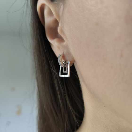 Срібні сережки з фіанітами