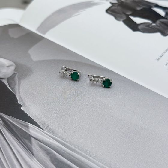 Срібні сережки з агатом 1,709 карата