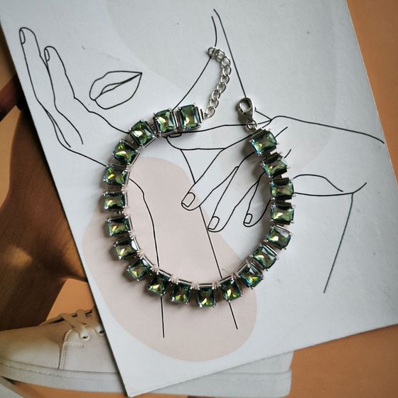 Silver bracelet with mystic topaz