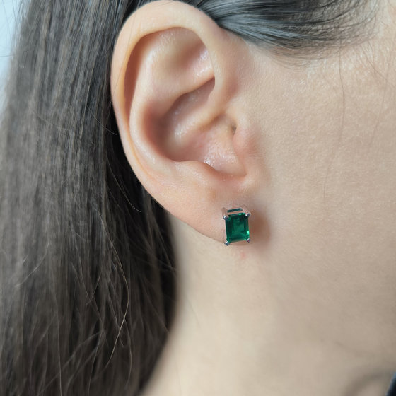 Срібні сережки з смарагдом nano 1.7ct