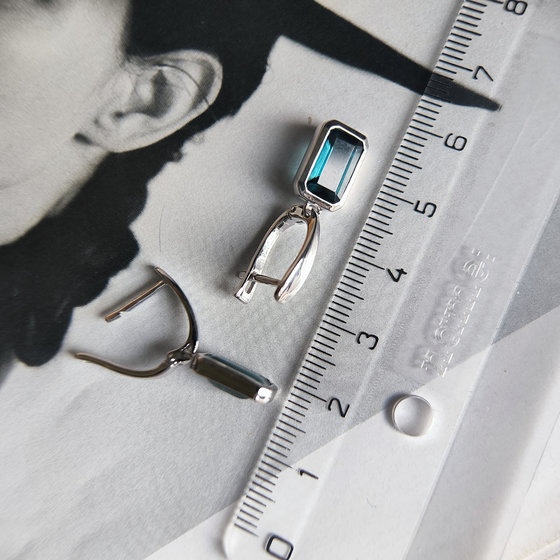Серебряные серьги с топазом Лондон Блю 3.6ct