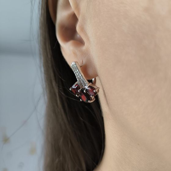 Серебряные серьги с гранатом 8.463ct